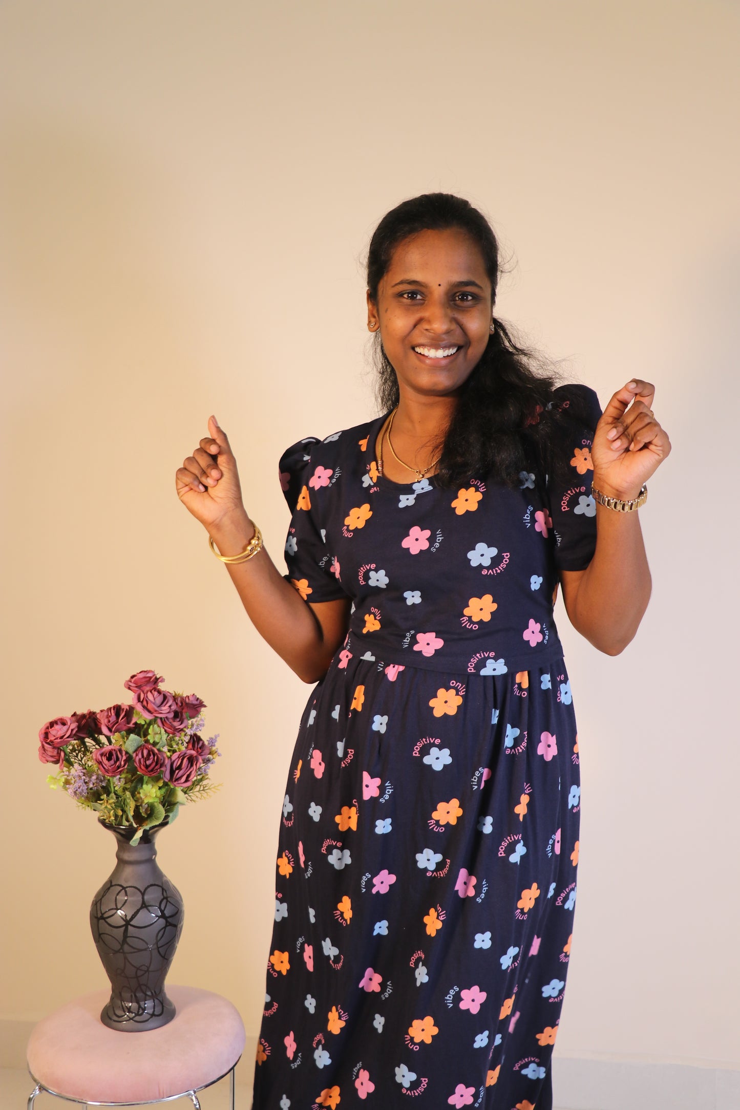 Premium quality Feeding Lounge wear Puff sleeves - TCJF03 - Positive vibes