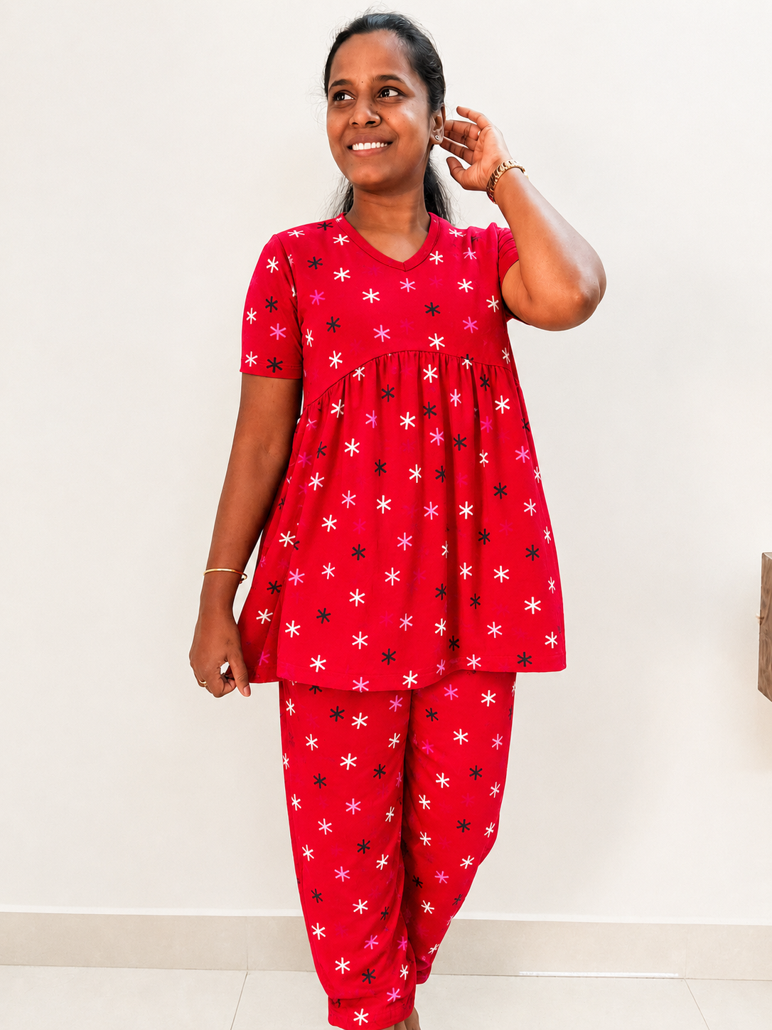 *PREBOOKING* - Premium Women's Curvy peplum coord set -Red blossom peplum coords
