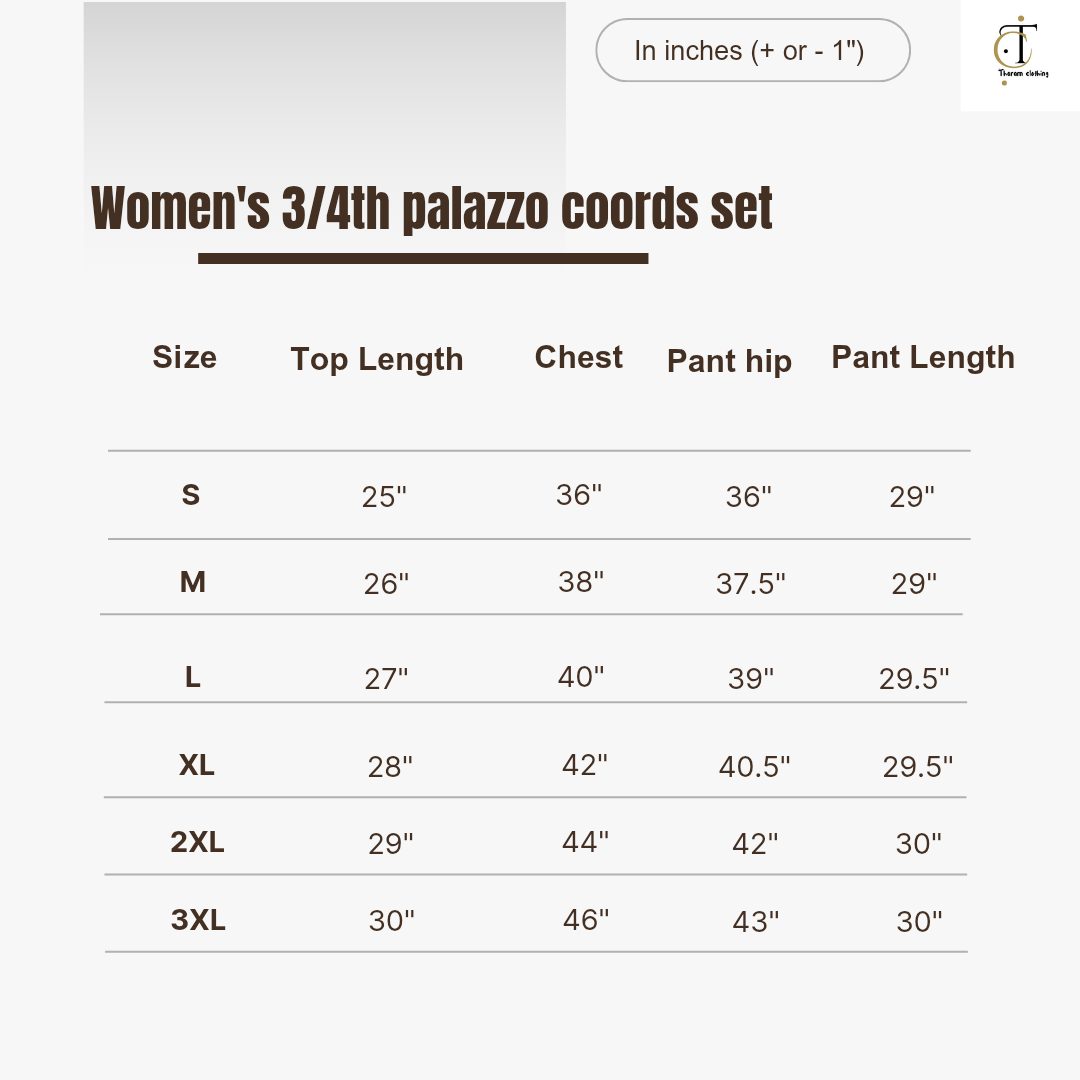 Women's 3/4 th Palazzo coord set - Baby blue dots