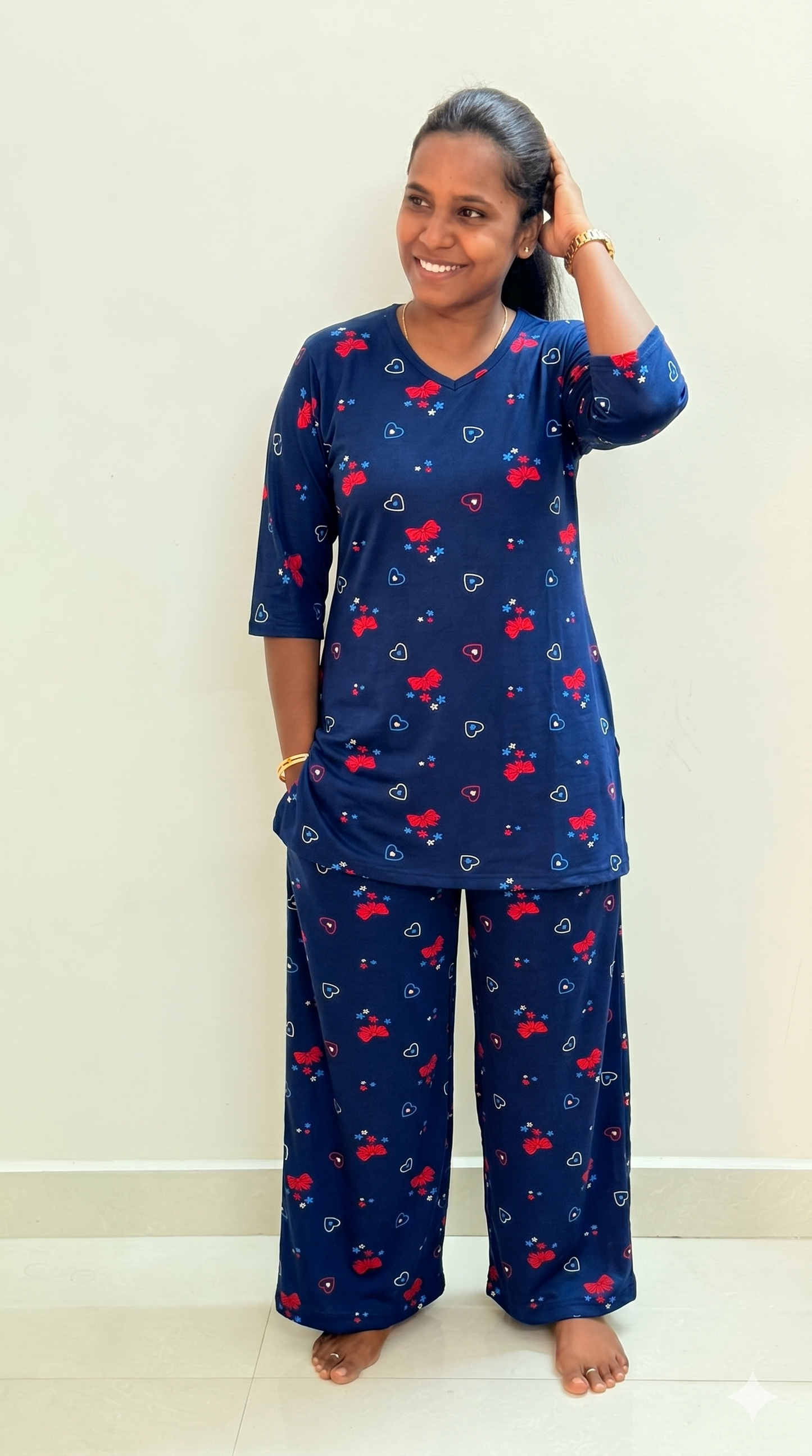 Premium Women's Kurthi night set - Oh Butterfly kurthi set