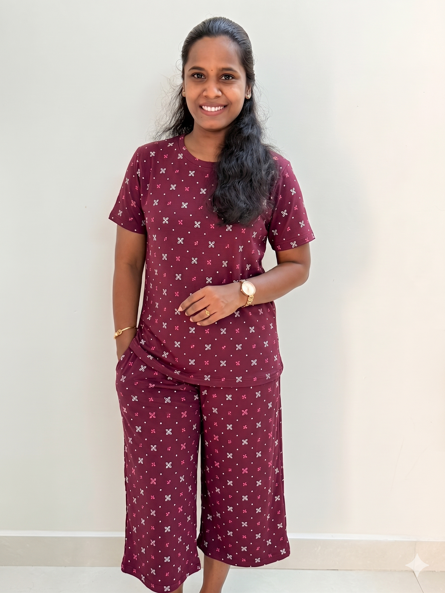 Prebooking* - Premium Women's 3/4 th Palazzo coord set -Kunguma quad palazzo coords