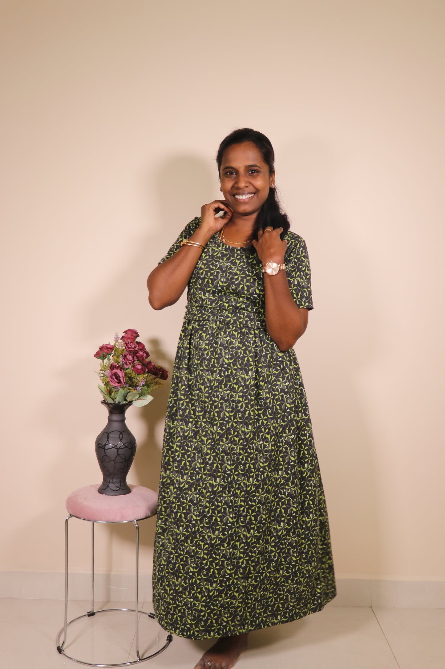 Feeding Lounge wear- TCIF09 - Classy black green florals