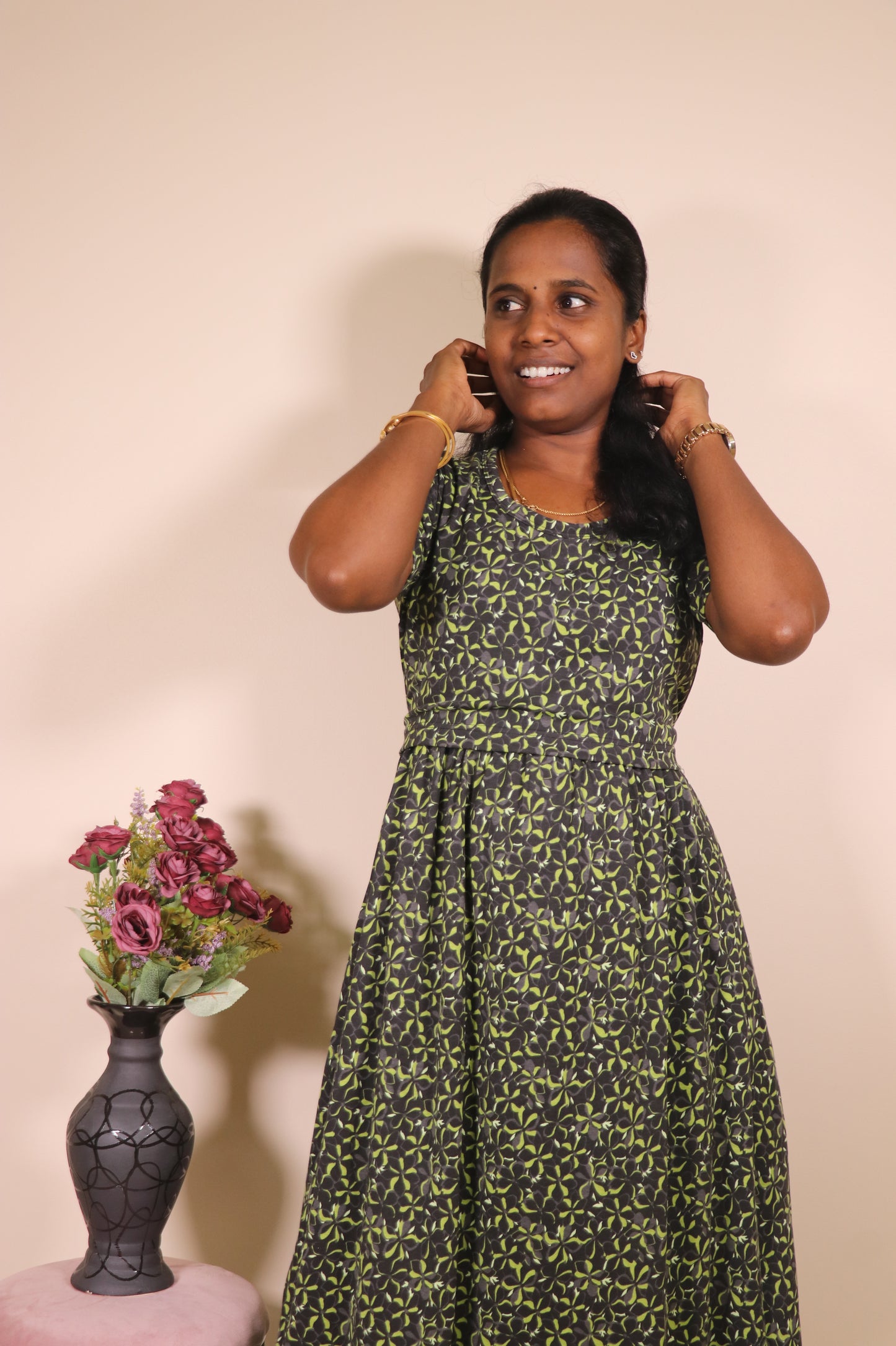 Feeding Lounge wear- TCIF09 - Classy black green florals