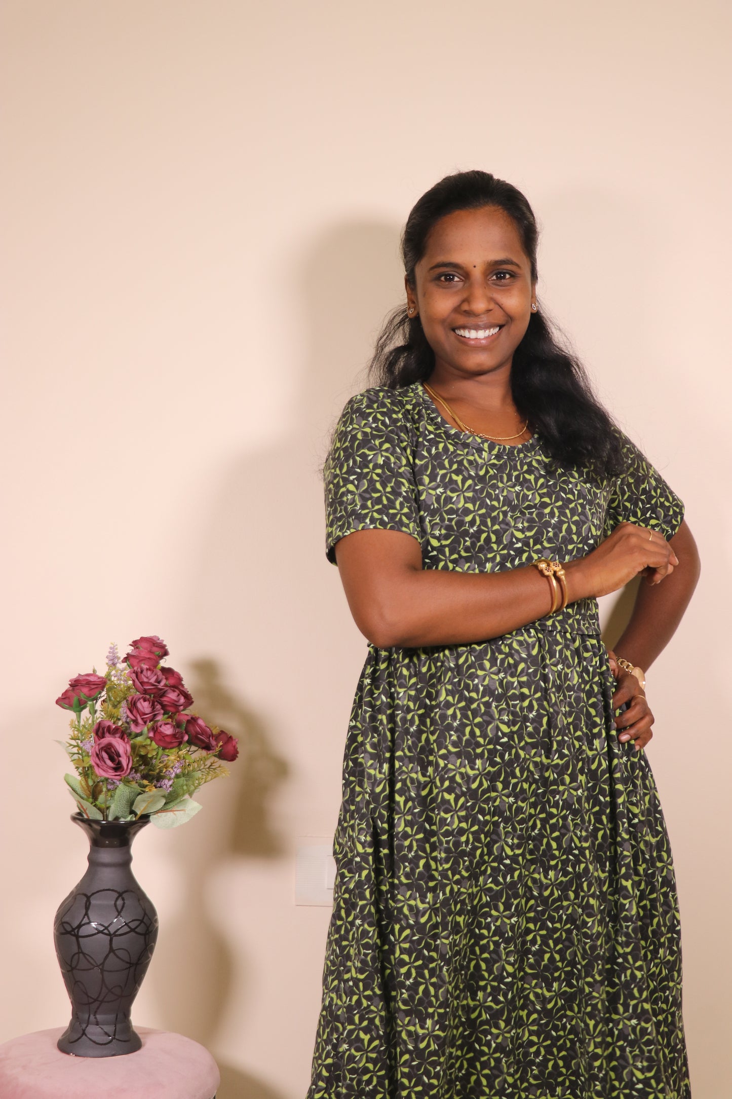 Feeding Lounge wear- TCIF09 - Classy black green florals