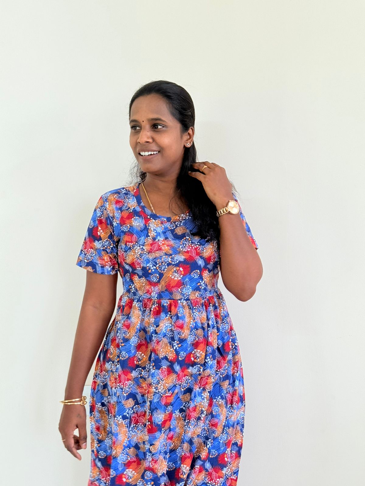 Women's Non feeding Lounge wear TCKN05 Royal red patterns