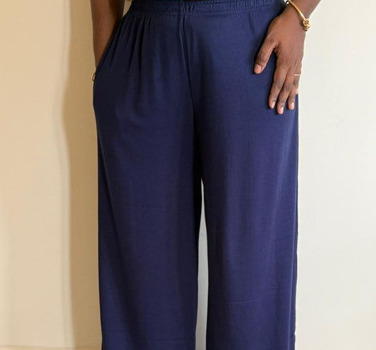Women's Palazzo pant - Dark Navy (CHOOSE Full length or 3/4th)