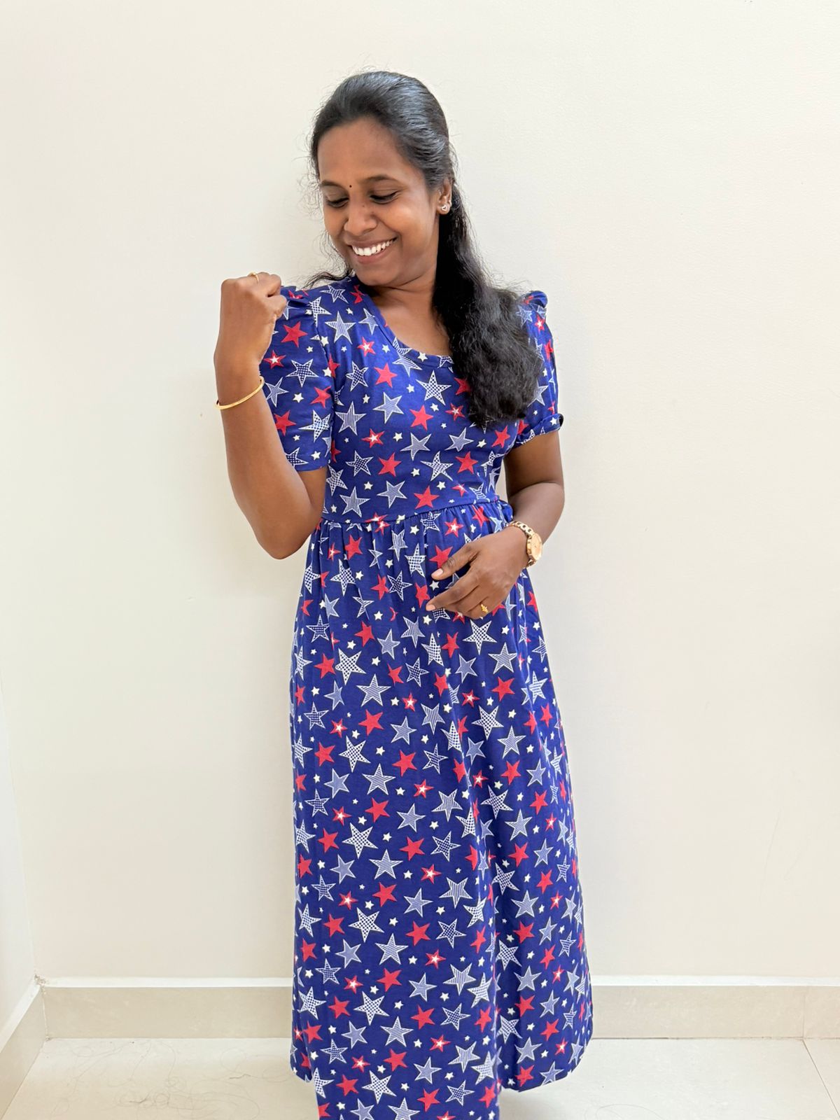 Women's Non feeding Lounge wear Puff sleeves - TCLN02- Dark stars