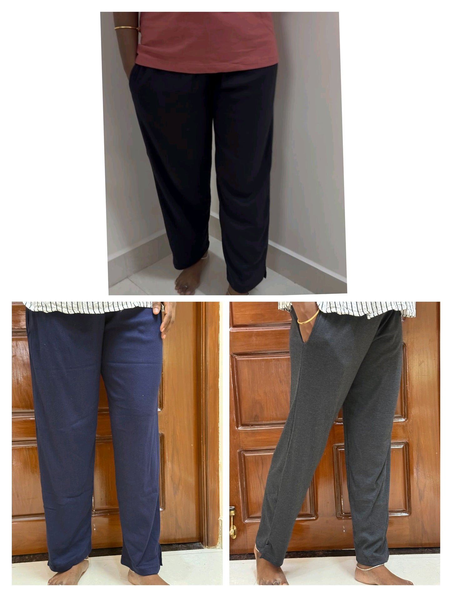 Super saver pack of 3- Women's Straight pant - Black, Elephant grey, Navy
