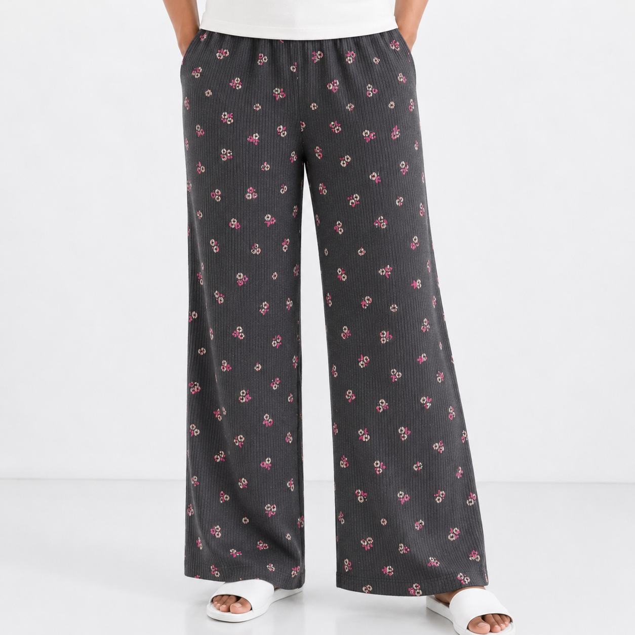 *Prebooking* - STRETCHABLE Women's Printed Palazzo pant Full pant - Grey pop palazzo pant