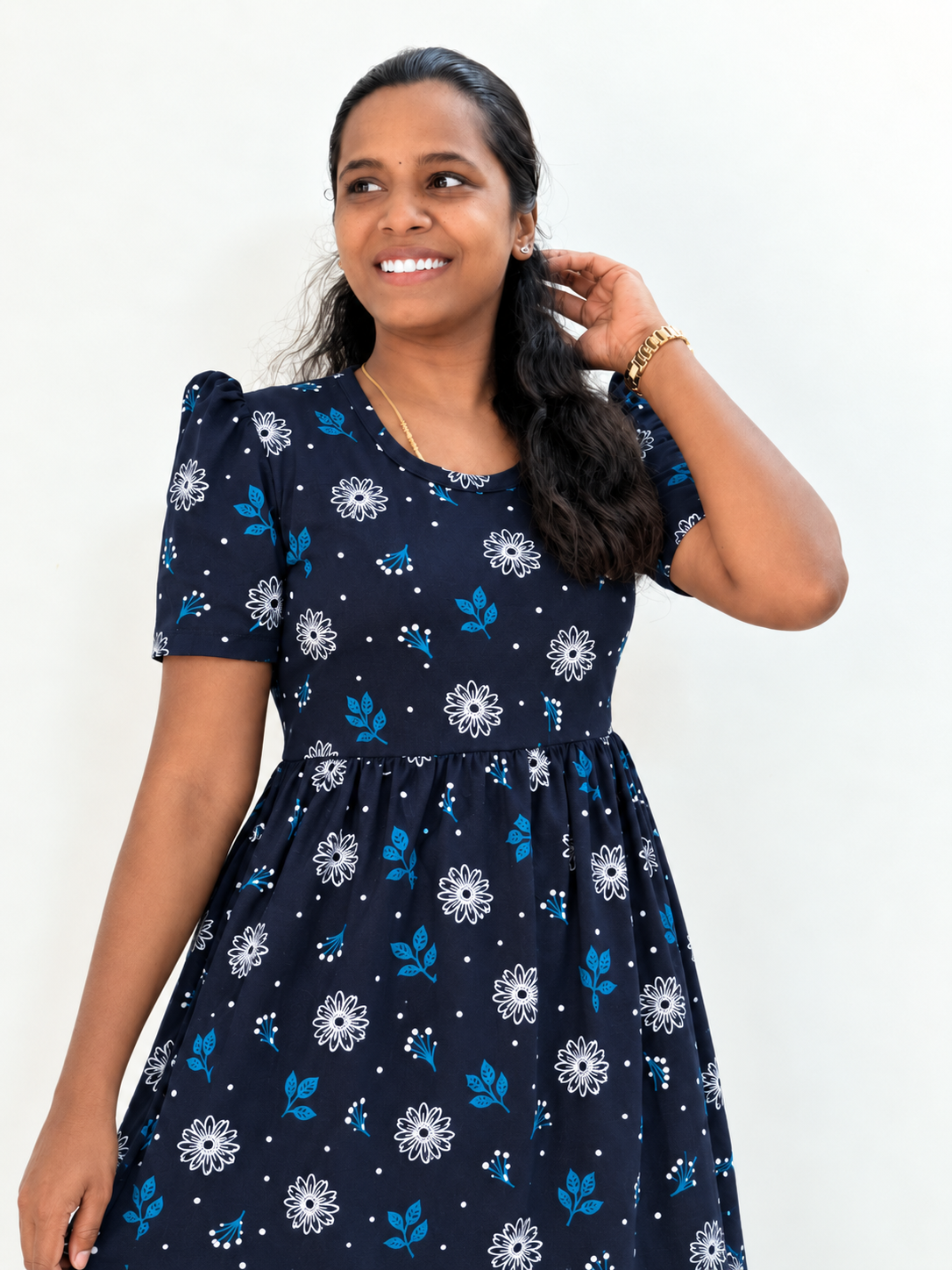 *PREBOOKING* - Premium - Women's Non feeding Lounge wear puff sleeves - Navy sun floral lounge wear