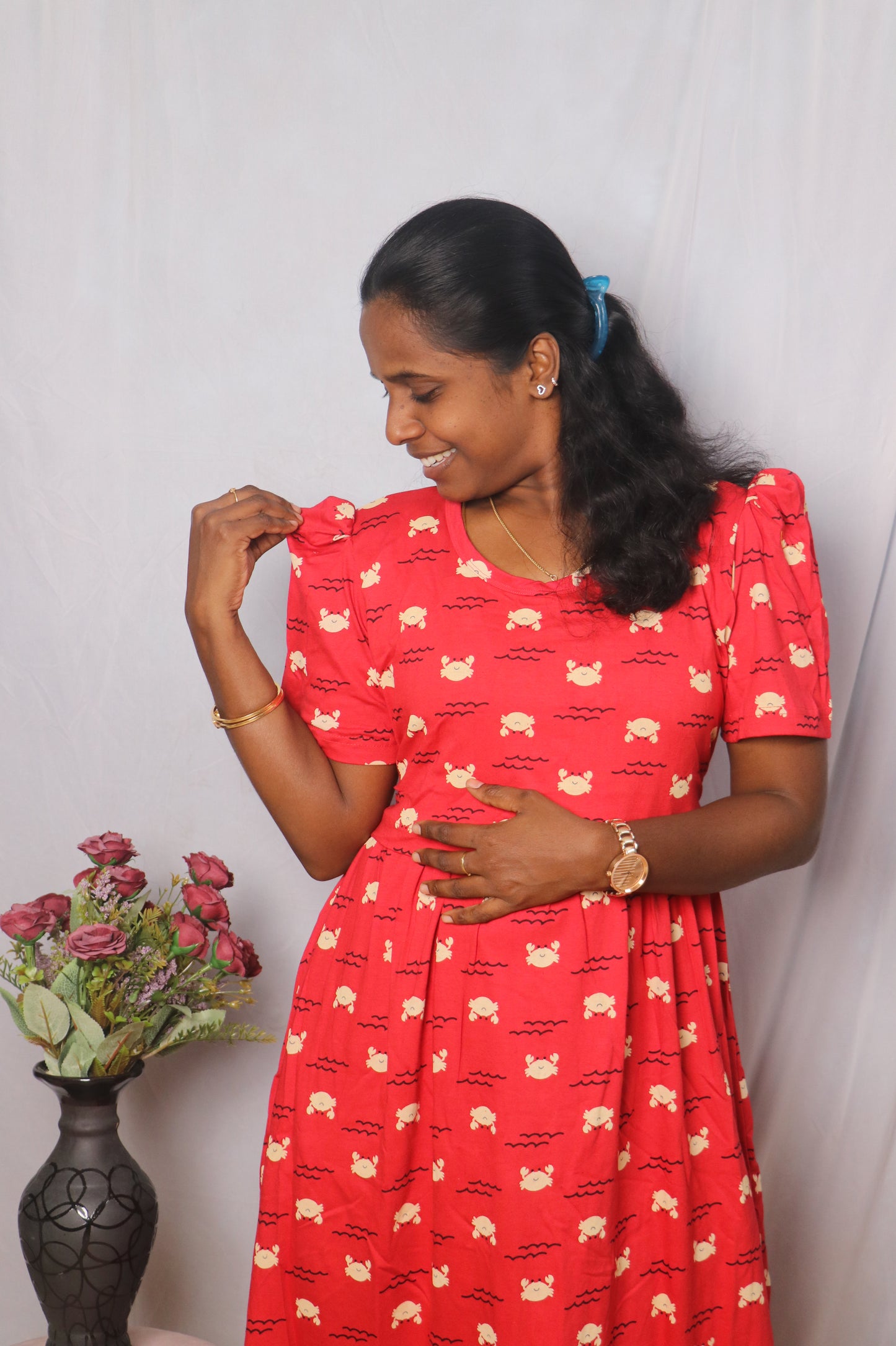 Premium quality - Feeding (Puff sleeves) Lounge wear- TCHF09 - Cherry crabs