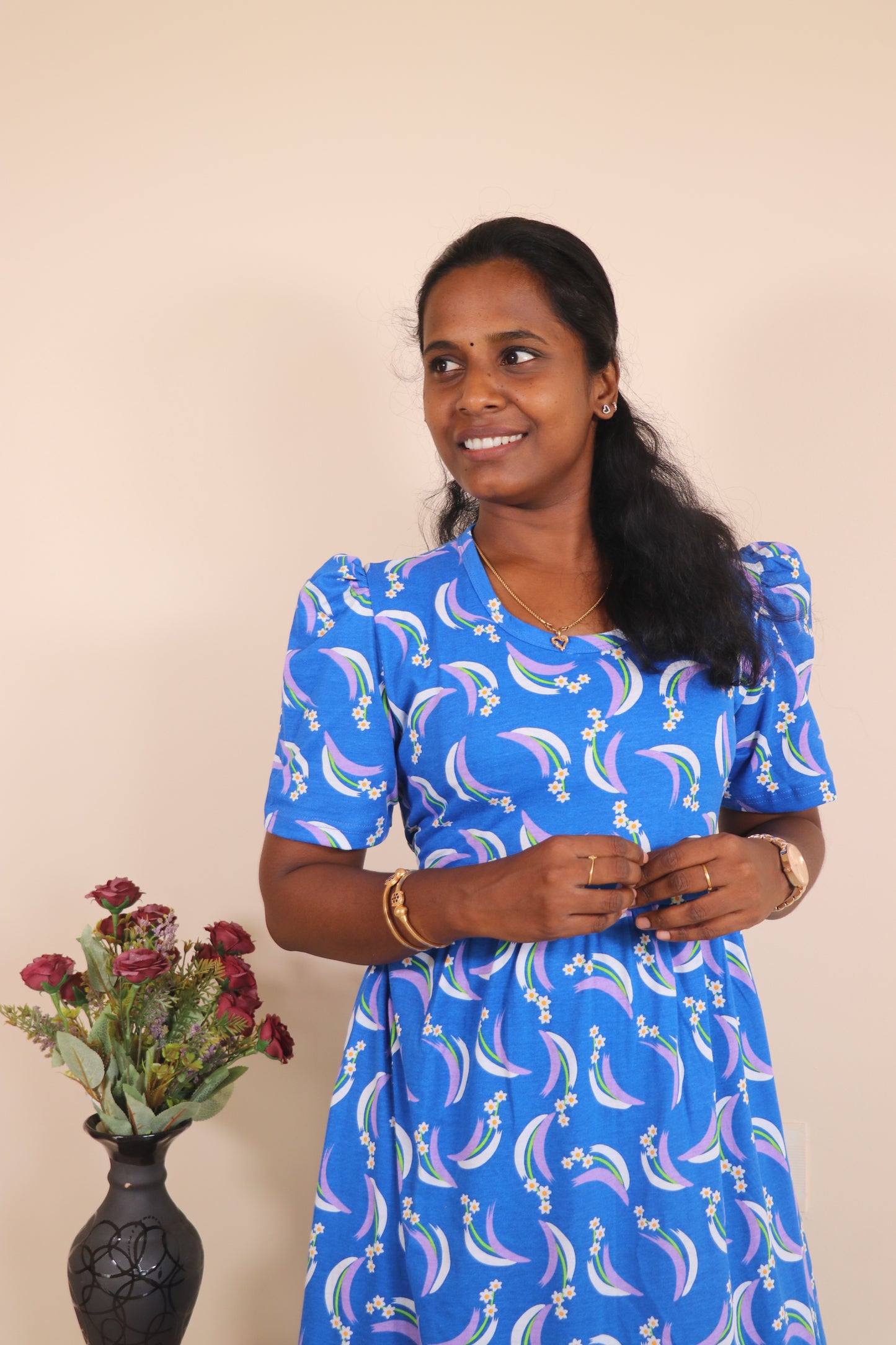 Women's Non feeding Lounge wear Puff sleeves- TCIN02 - Blue moon Puff