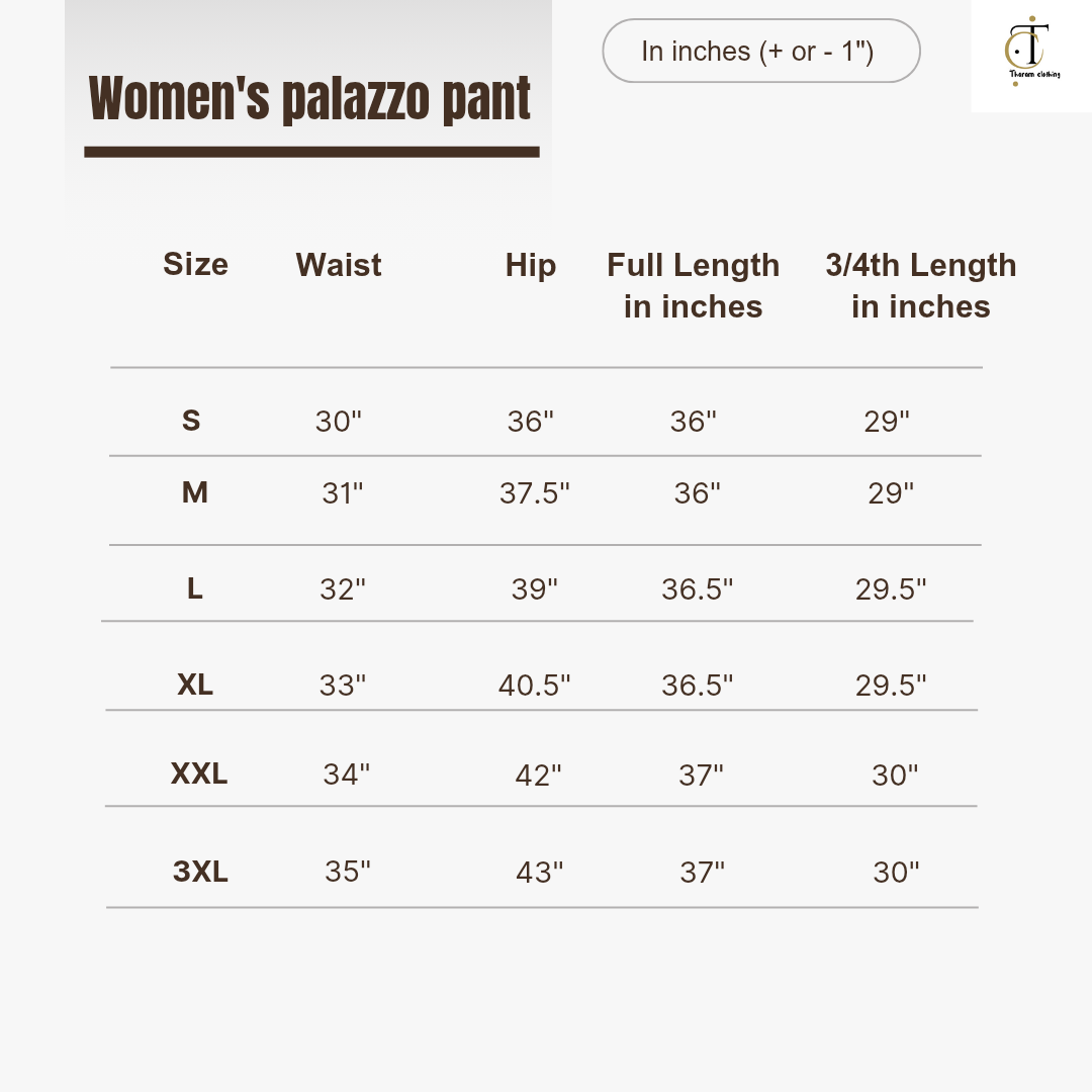 Women's Palazzo pant - Grey(CHOOSE : Full length or 3/4th)