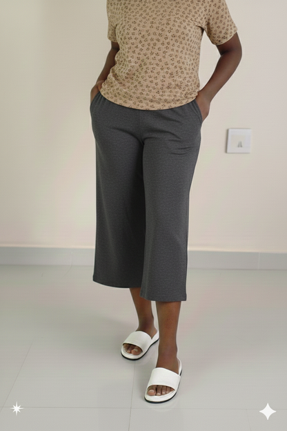 Women's Palazzo pant 3/4th (Calf length)- Ash grey