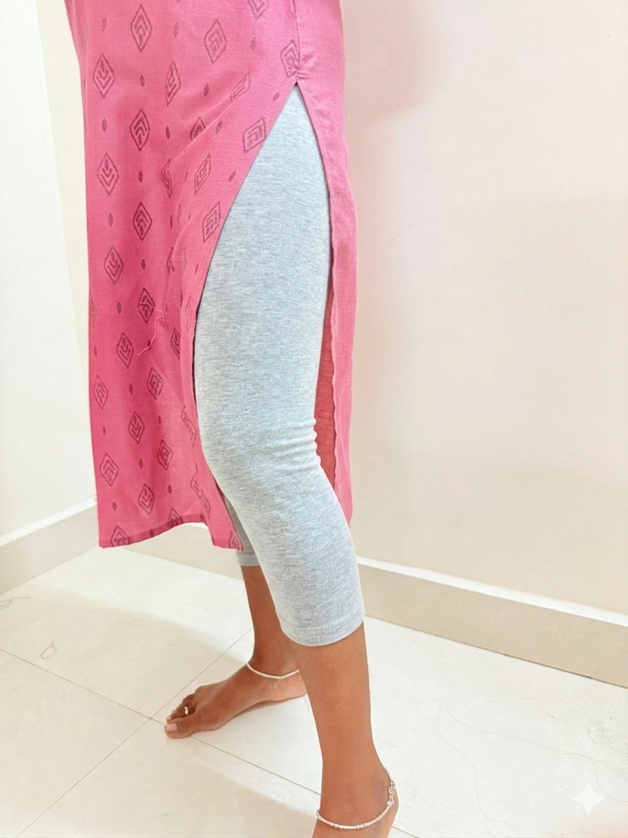 Calf length leggings - Ash White grey