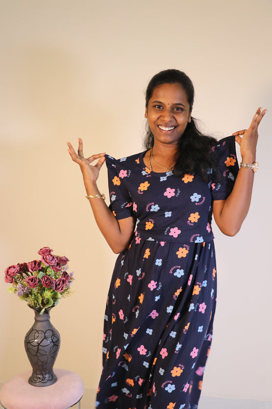 Premium quality Feeding Lounge wear Puff sleeves - TCJF03 - Positive vibes