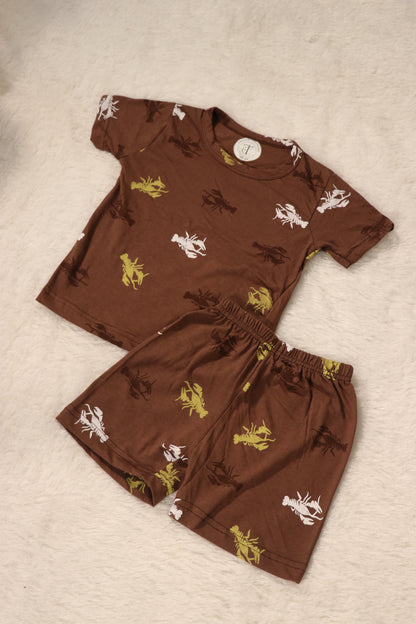 Kids Wear - Unisex Coord sets - Brown scorpio