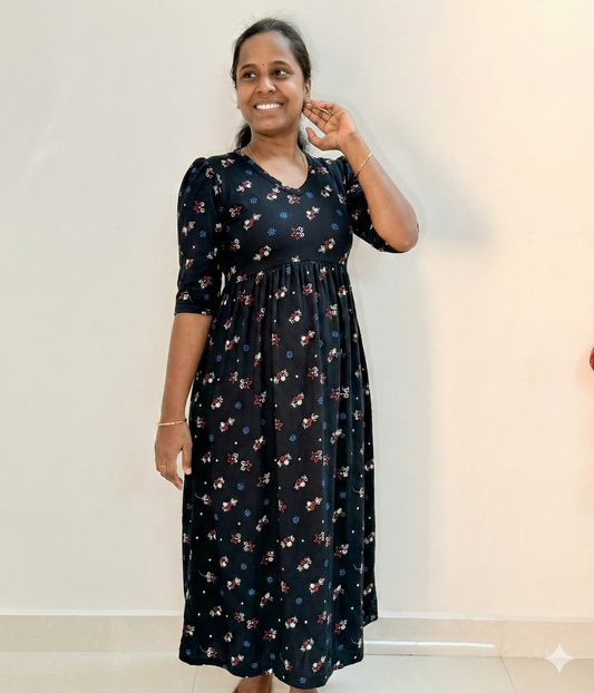 Premium - Soft Curvy peplum maxi- TCAPN03 - Black Rangolo Peplum maxi