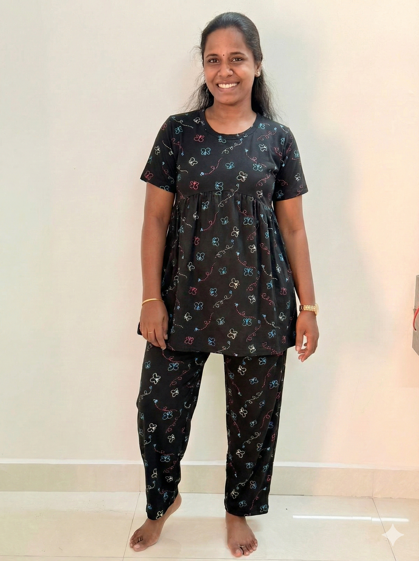 Premium Women's Curvy peplum coord set - Dark Butterflies