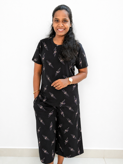 *Ready to dispatch* - Premium Women's 3/4 th Palazzo coord set - Dark triplet palazzo coords