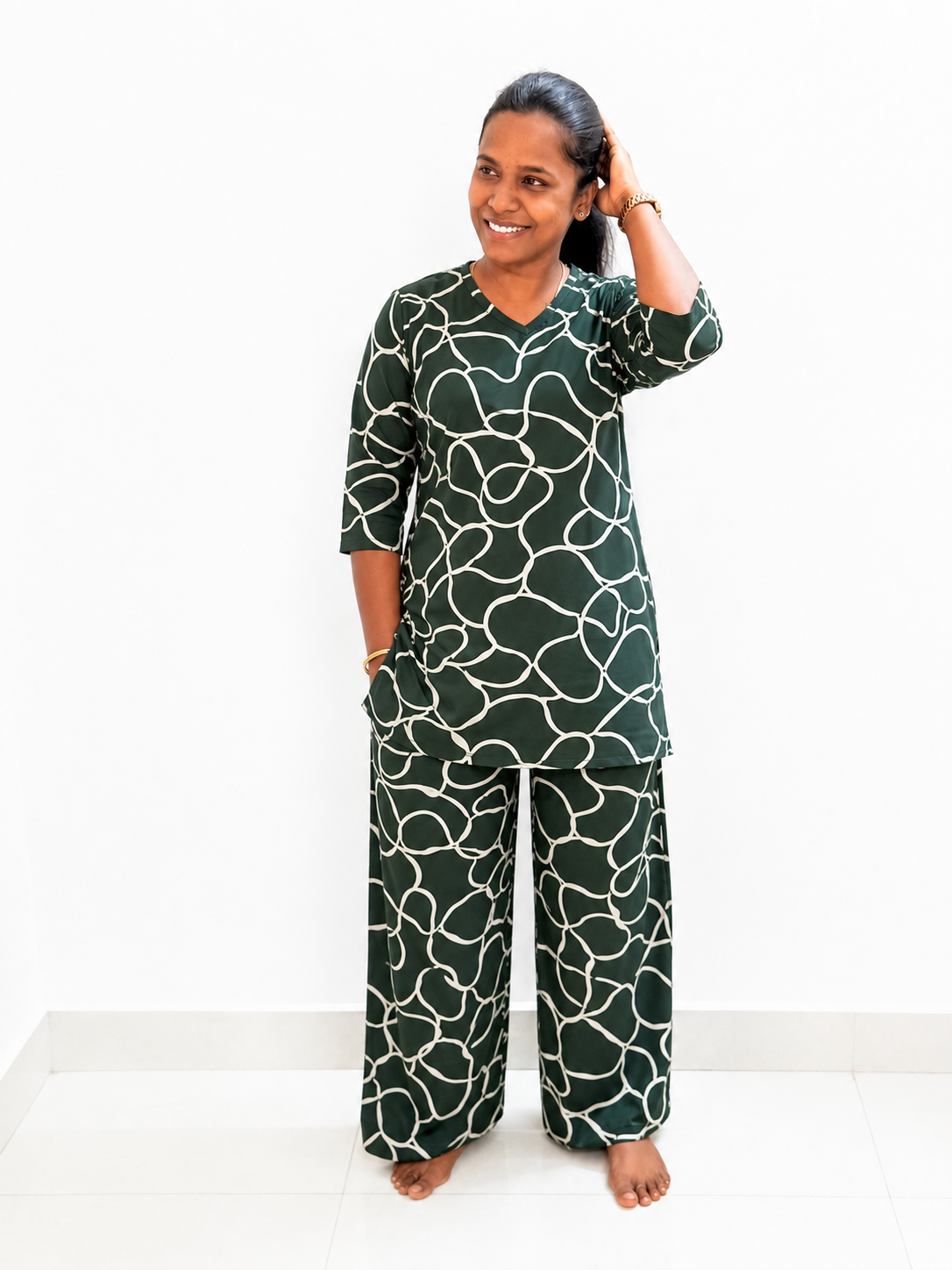 PREBOOKING - Premium Quality - Women's Kurthi night set  - Green ziggus KURTHI SET