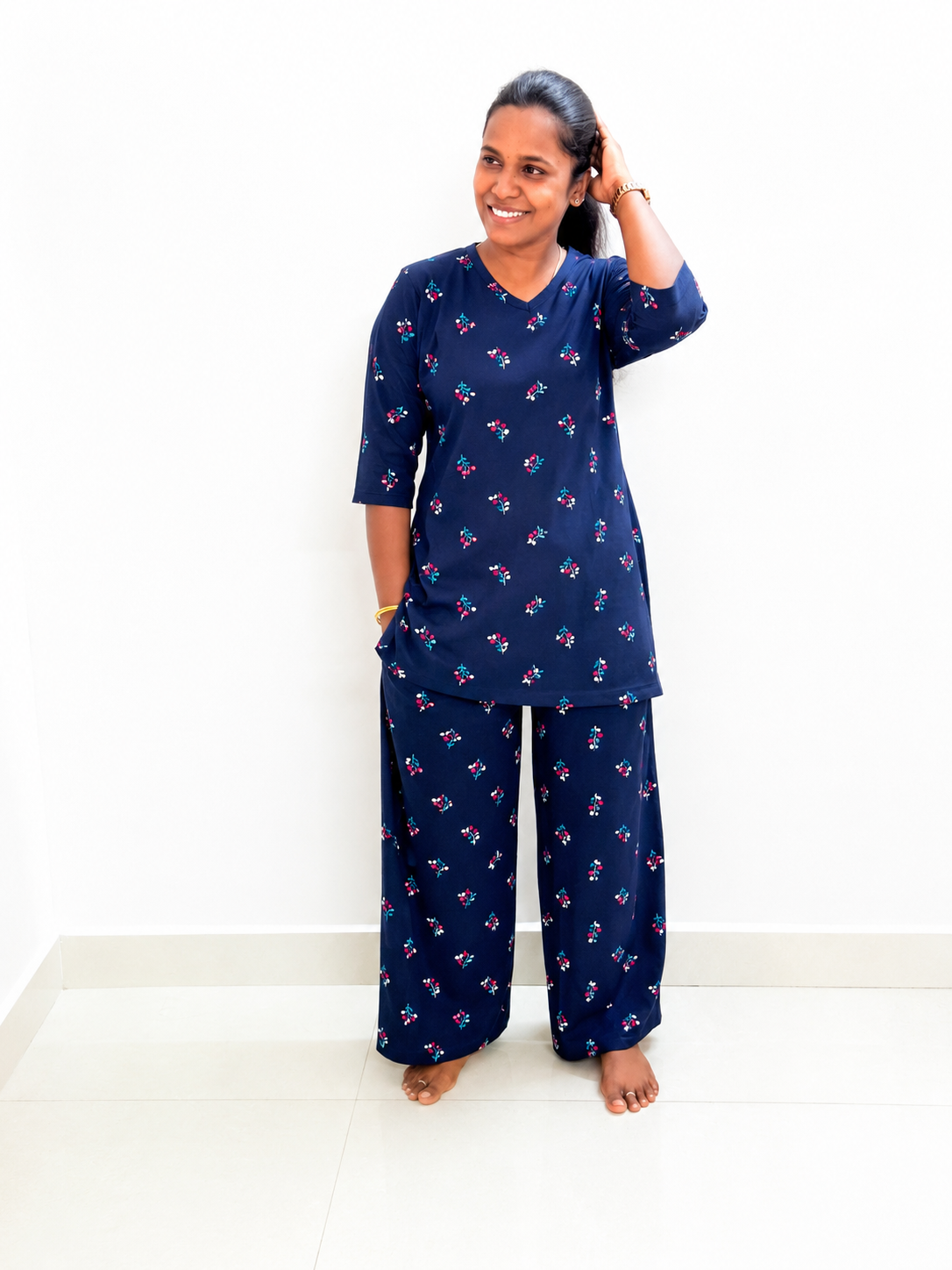 PREBOOKING - Premium Quality - Women's Kurthi night set  - Nav florals KURTHI SET