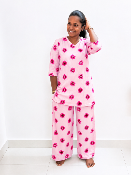 PREBOOKING - Women's Kurthi night set  - Baby pookal kurthi set