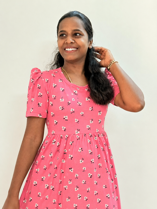 Premium - Women's Non feeding Lounge wear puff sleeves - Pink cupid lounge wear