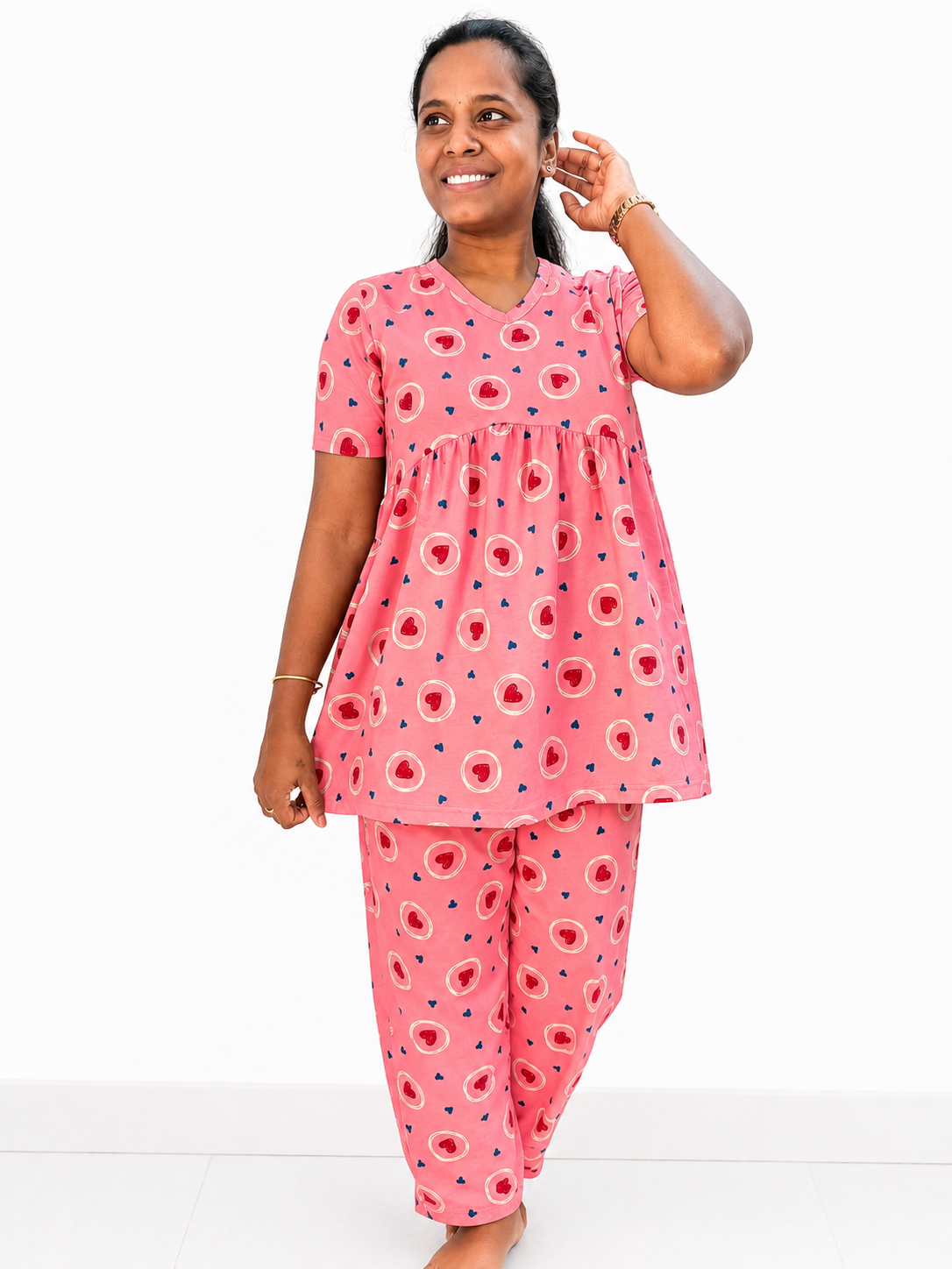 *Ready to dispatch* - Premium Women's Curvy peplum coord set - Pink love peplum coors