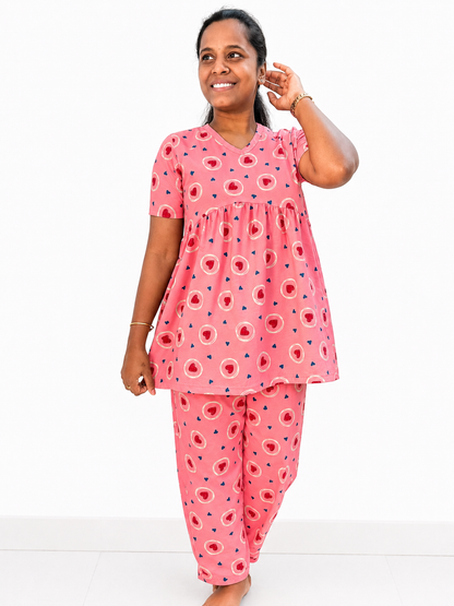 *Ready to dispatch* - Premium Women's Curvy peplum coord set - Pink love peplum coors