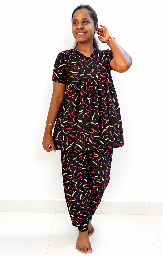*Ready to dispatch* - Premium Women's Curvy peplum coord set - Dark Golden curves peplum coords