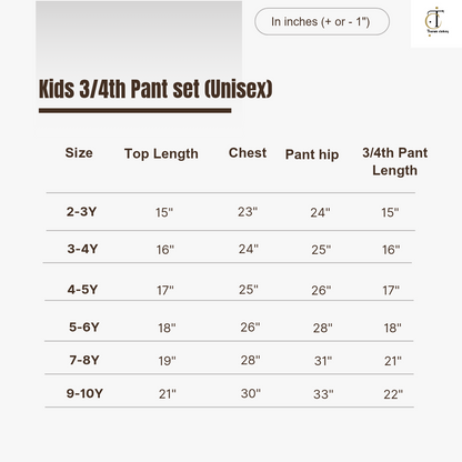 Kids Wear - Unisex Pyjama sets with 3/4th pant -Grey floral