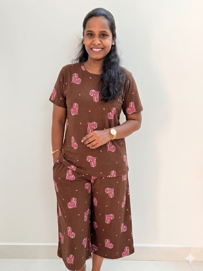 Prebooking* - Premium Women's 3/4 th Palazzo coord set - Chocy hearts coords