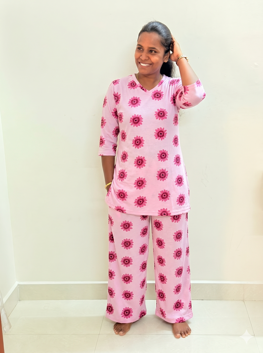 Prebooking** - Premium Women's Kurthi night set  - Baby pookal kurthi set