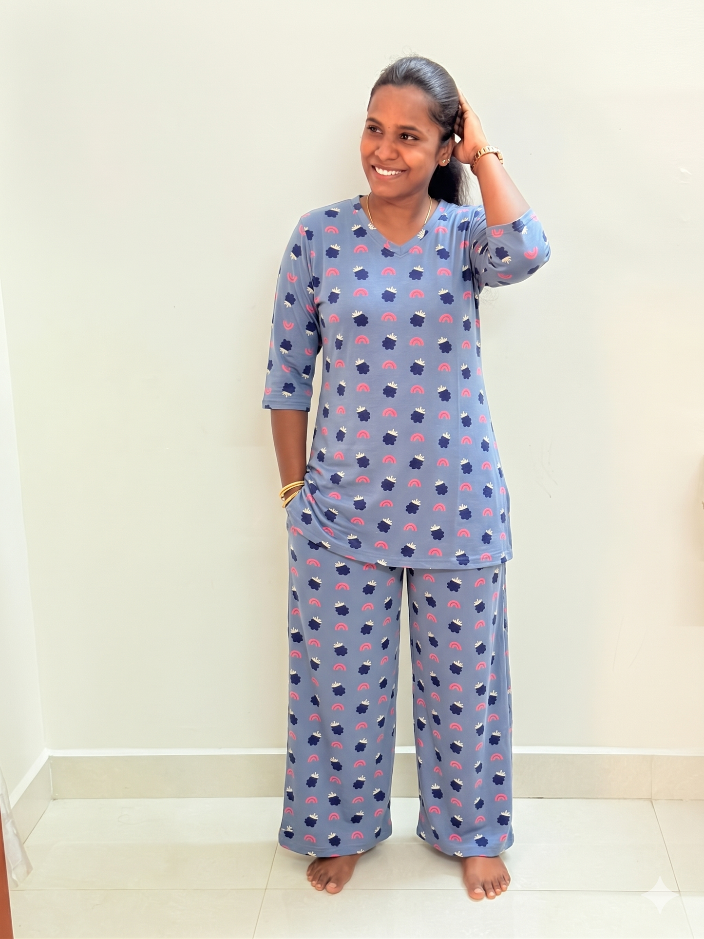 Premium Women's Kurthi night set  - Sky scoops