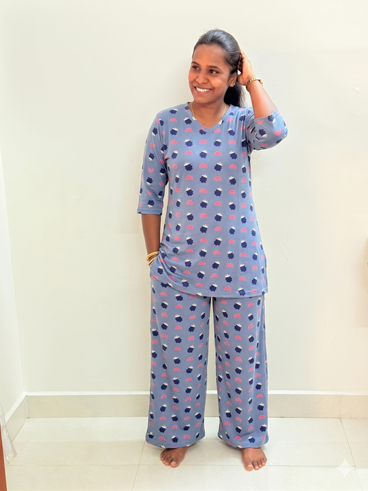 Premium Women's Kurthi night set  - Sky scoops