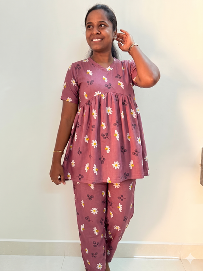 Prebooking*** - Premium Women's Curvy peplum coord set - Pink malli peplum coords
