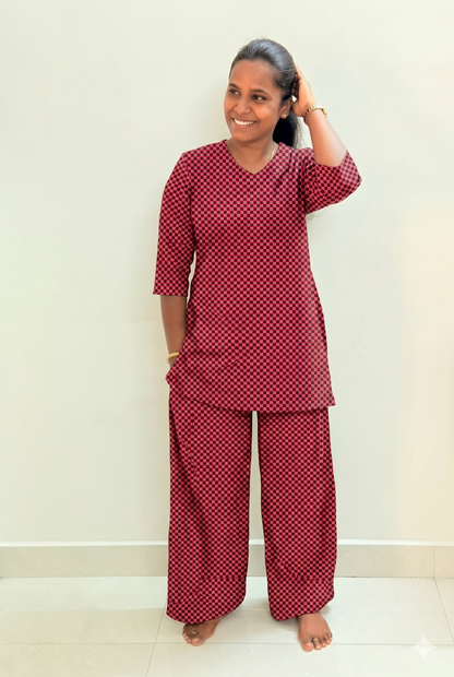 Prebooking** - Premium Women's Kurthi night set  - Reddy checks kurthi set