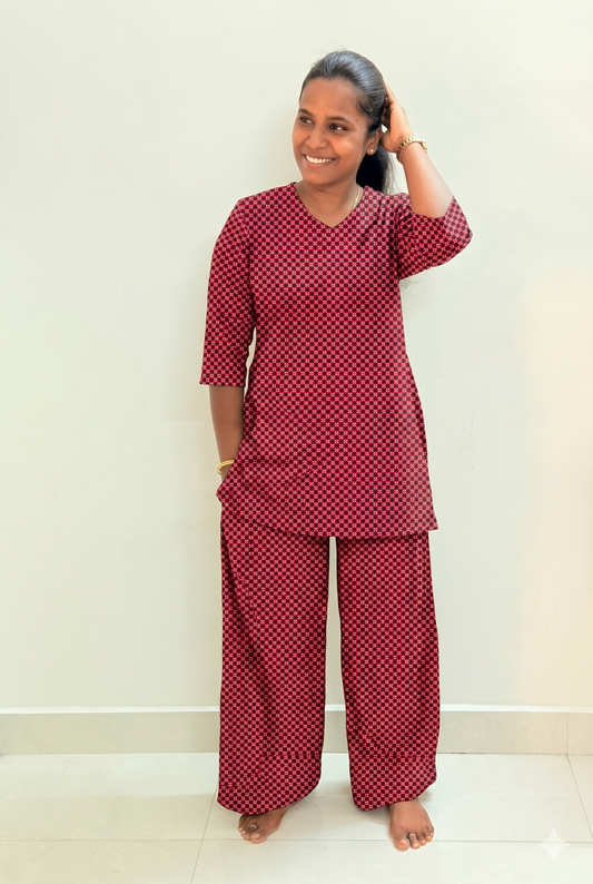 Prebooking** - Premium Women's Kurthi night set  - Reddy checks kurthi set