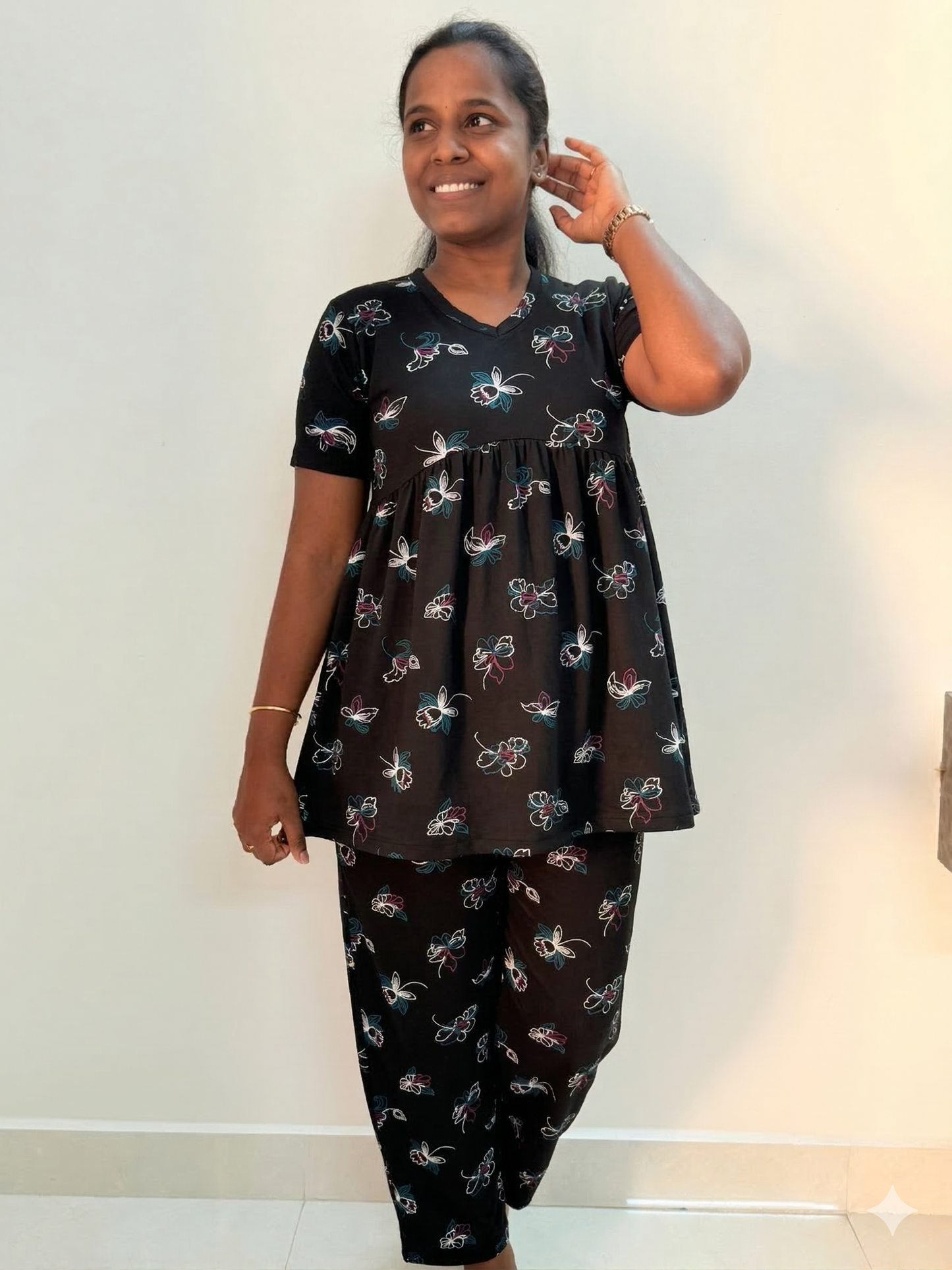 Premium Women's Curvy peplum coord set - Black carnees set