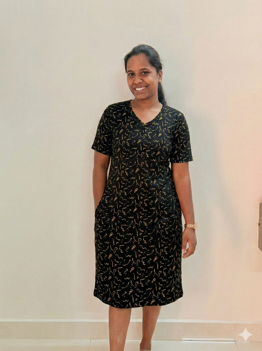 Stretchable Kurtis / Long polos - Black ribbon