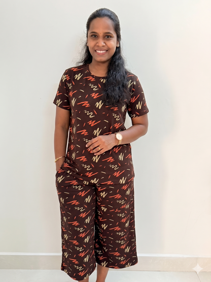 Prebooking** - Premium Women's 3/4 th Palazzo coord set - Brown chocolate palazzo coords