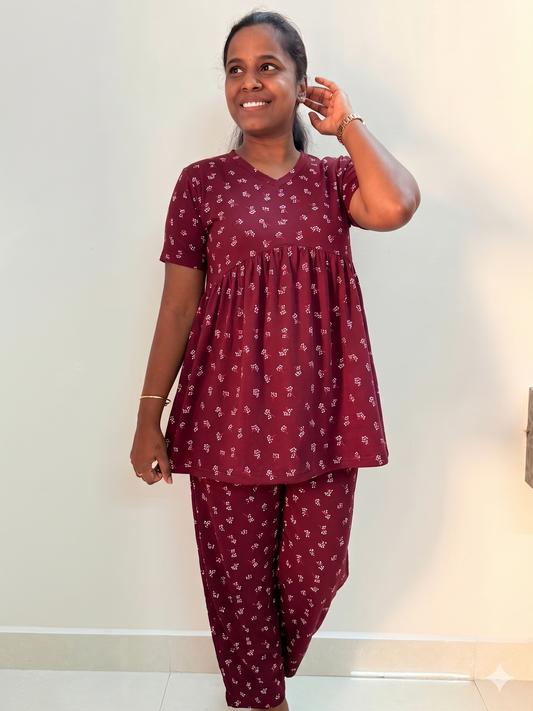 Prebooking** - Premium Women's Curvy peplum coord set  - Meroon current curvy coords