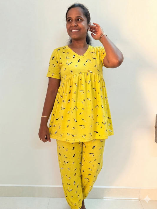 Prebooking - Premium Women's Curvy peplum coord set - Golden feather