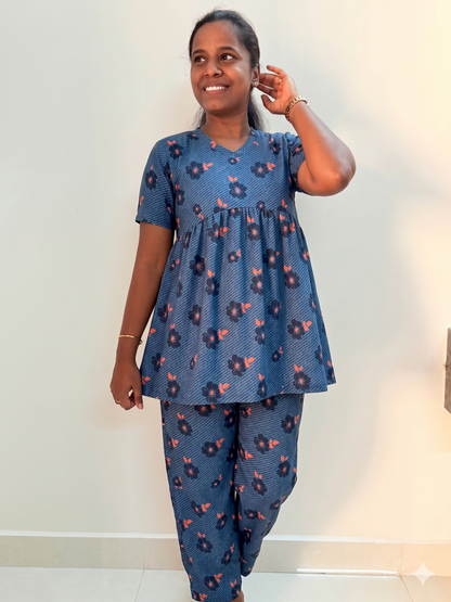 Prebooking*** - Premium Women's Curvy peplum coord set - Blue oro peplum coords