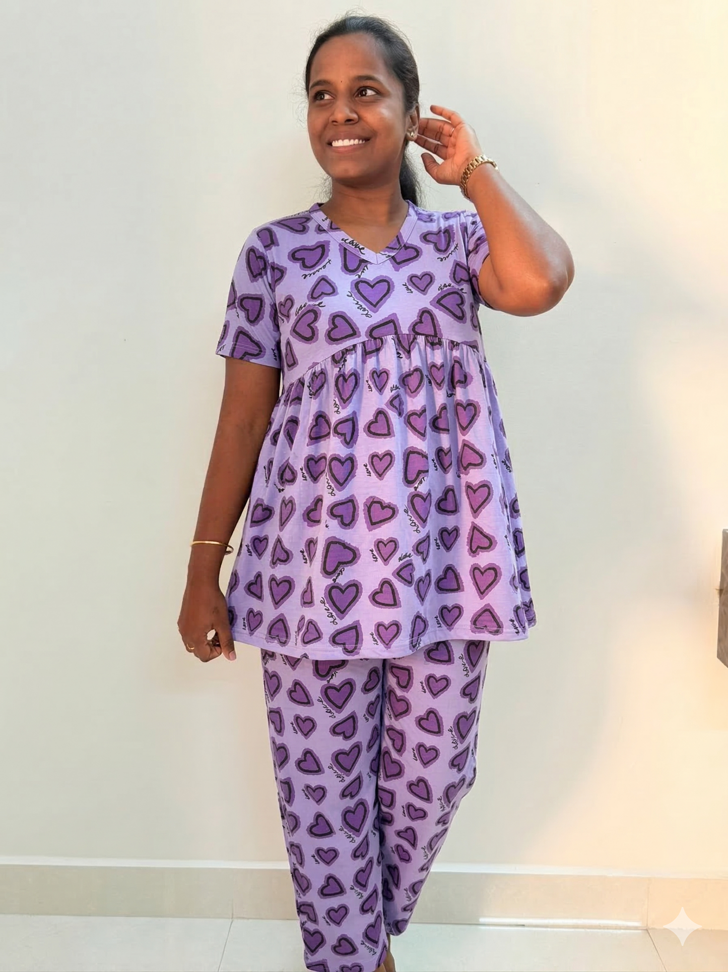 *PREBOOKING* - Premium Women's Curvy peplum coord set - Purple hearts curvy peplum