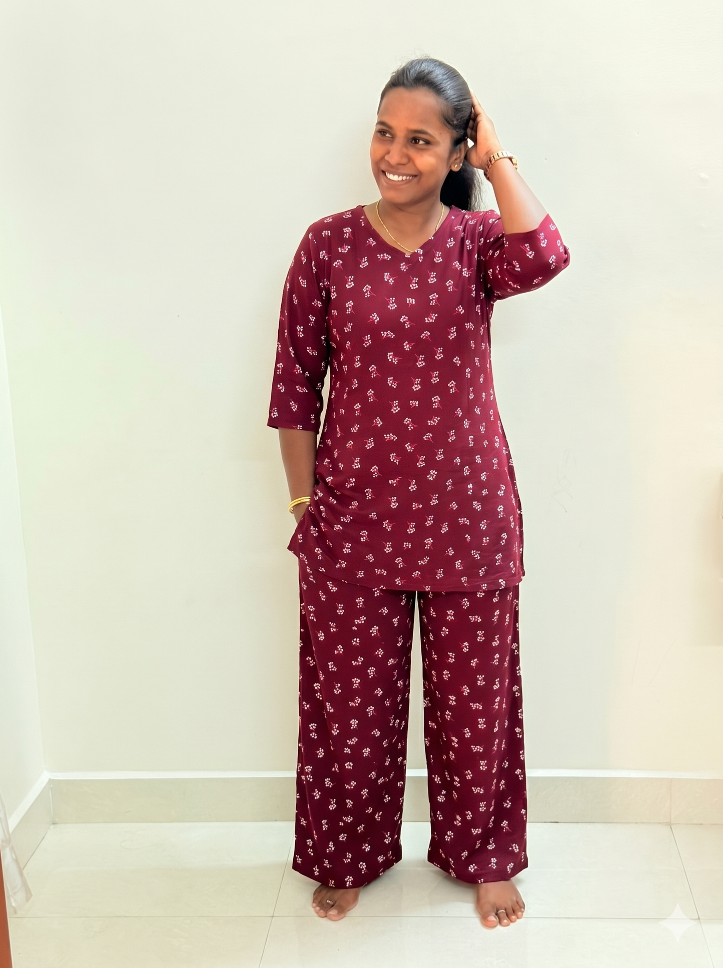 Prebooking - Premium Women's Kurthi night set  - Merron current Kurthi set