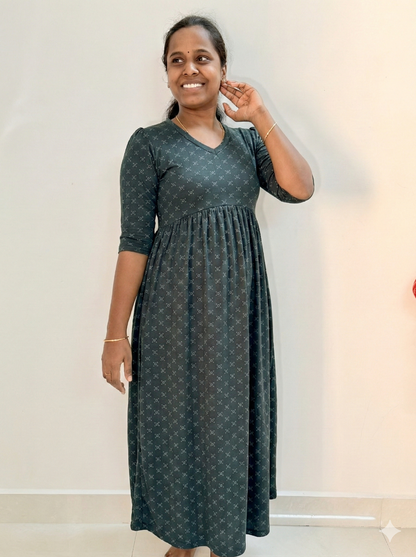 Premium - Soft Curvy peplum maxi- TCAPN04 - Dark green cut Peplum maxi