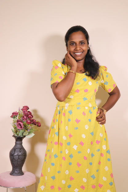 Premium quality - Feeding (Puff sleeves) Lounge wear- TCIF03 - Mustard pops