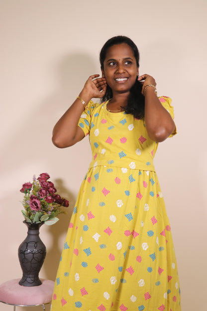 Premium quality - Feeding (Puff sleeves) Lounge wear- TCIF03 - Mustard pops